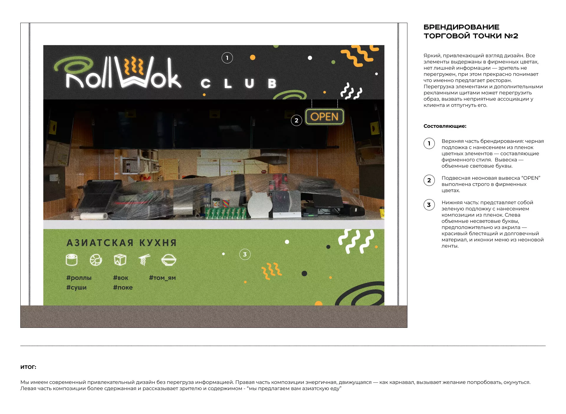 Брендирование торговых точек суши-бара «Roll Wok Club» в Мичуринске