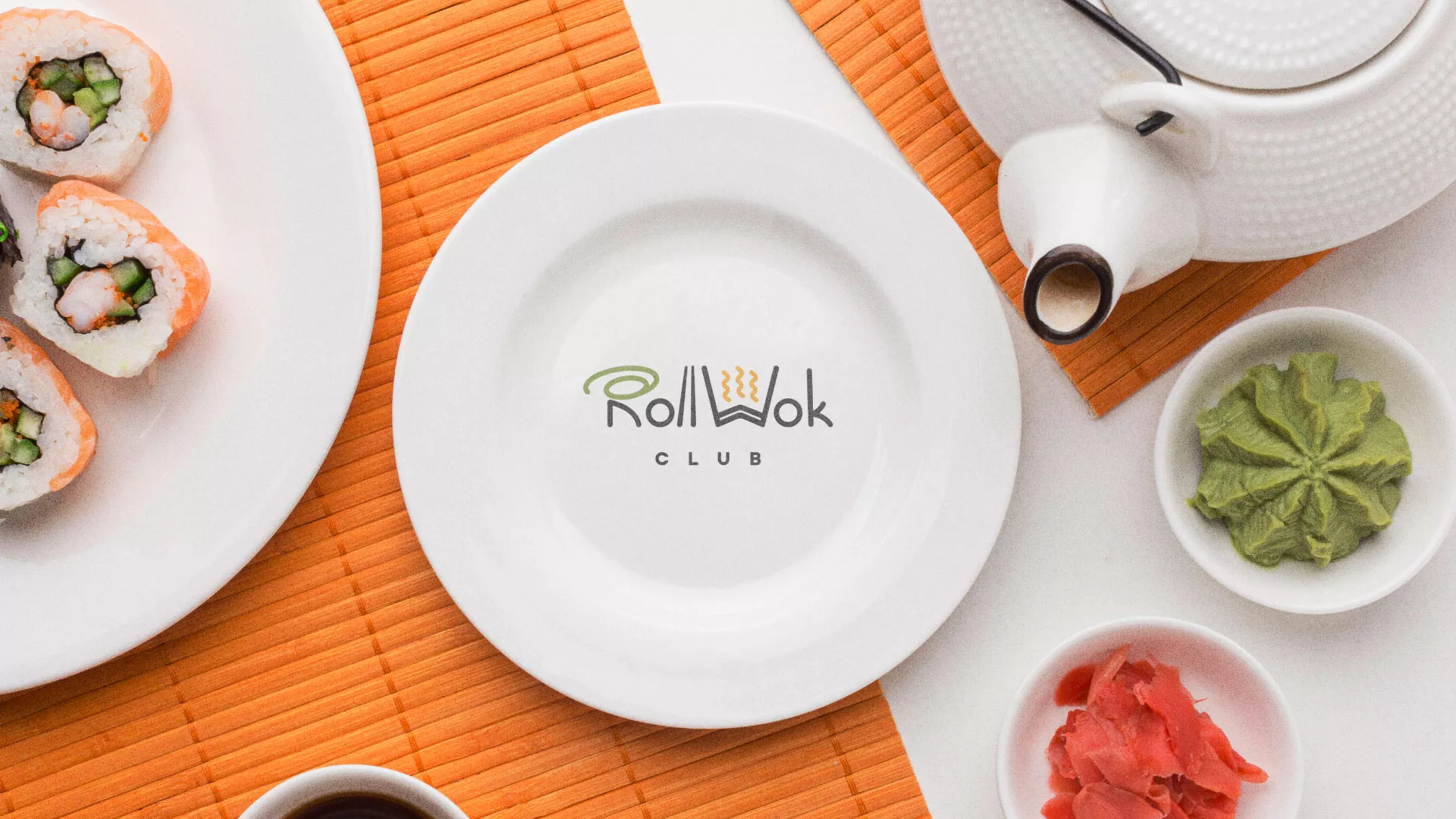 Разработка логотипа и фирменного стиля в Мичуринске для суши-бара «Roll Wok Club»